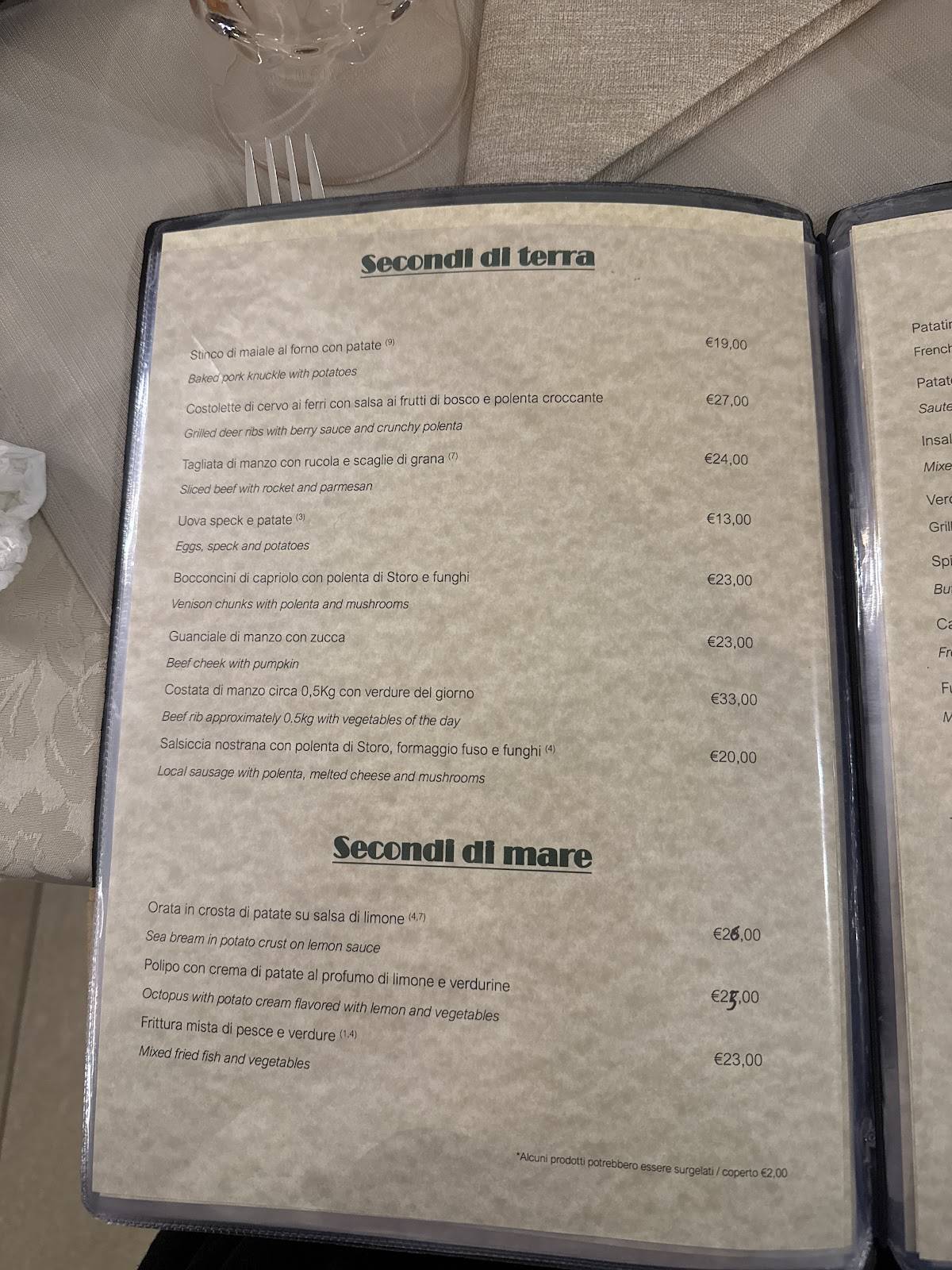 Menu di Ristorante Tobià 