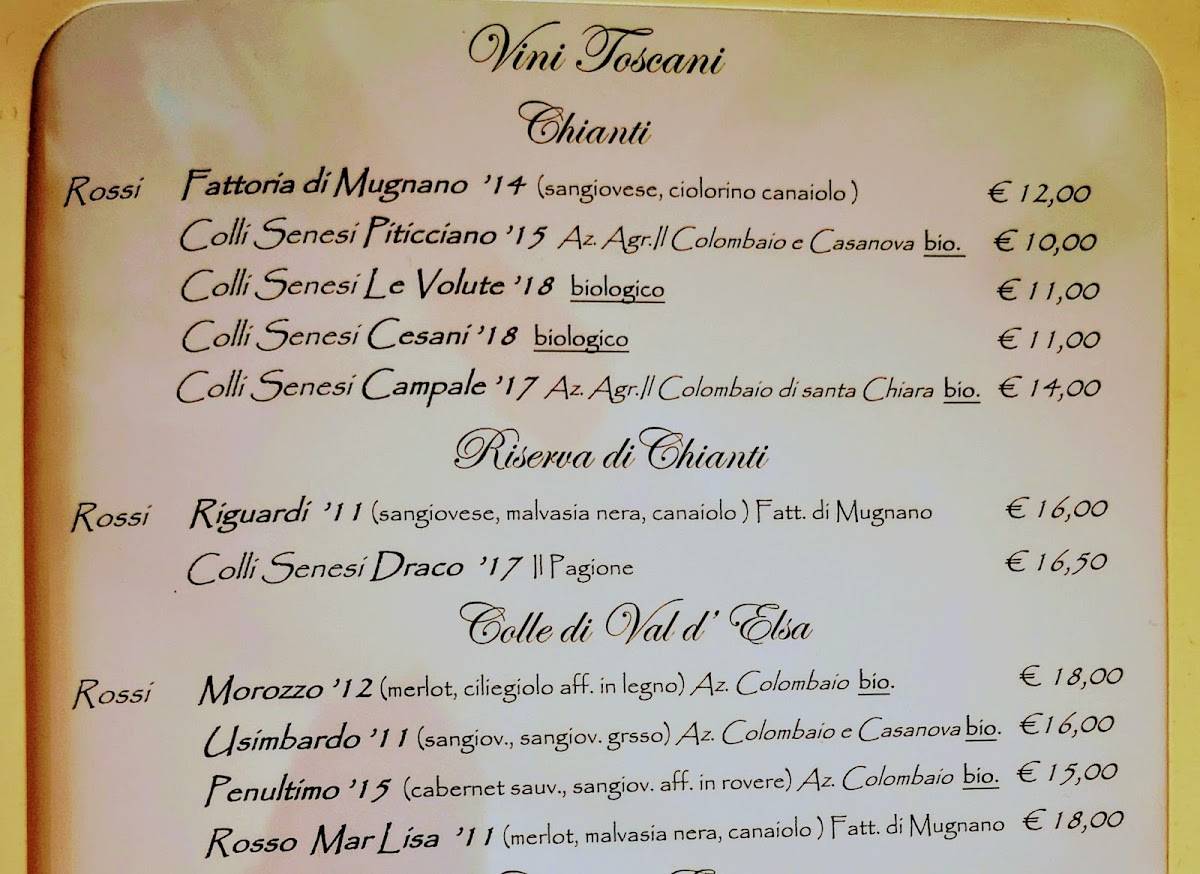 Menu di Pizzeria Ristorante Enoteca Le Grazie 