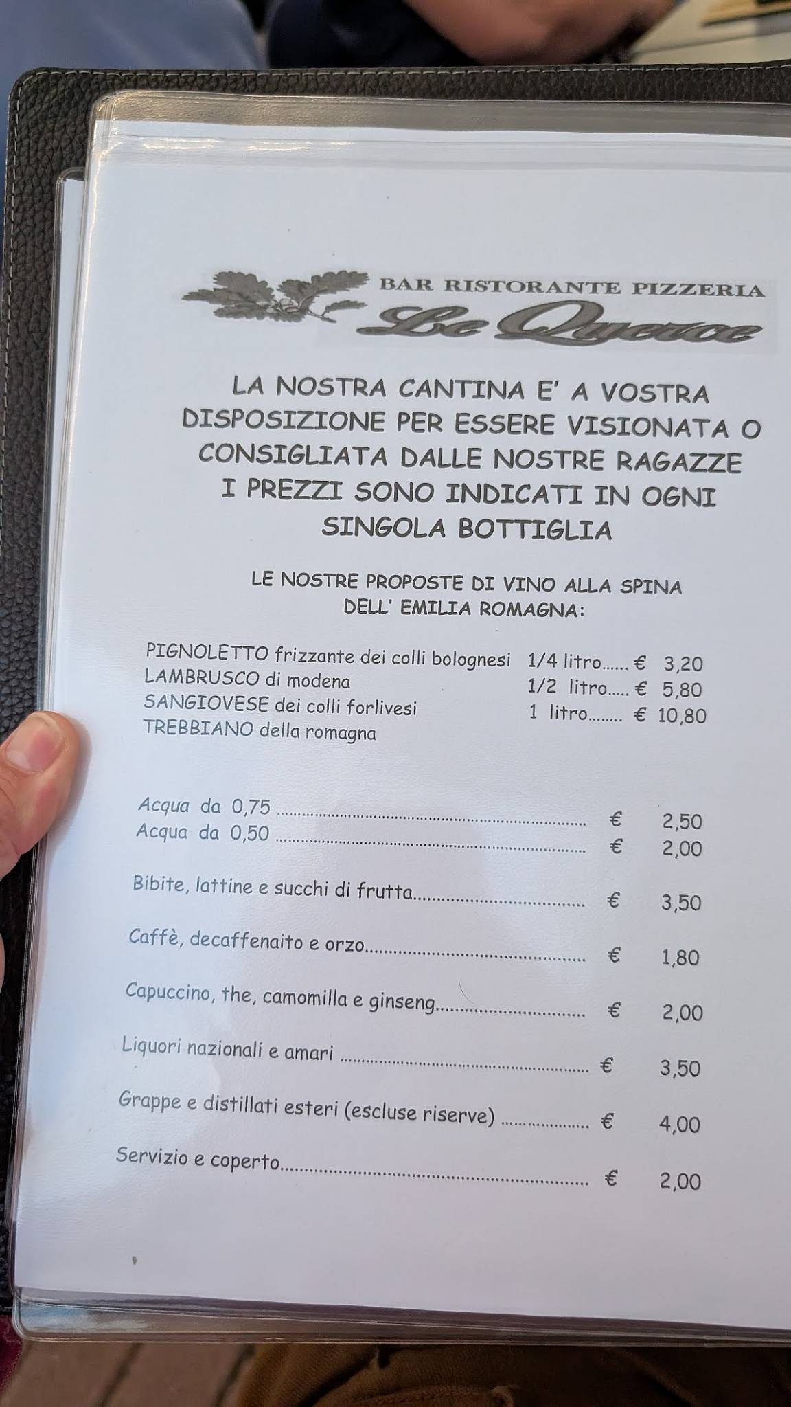 Menu di Ristorante Pizzeria Le Querce 
