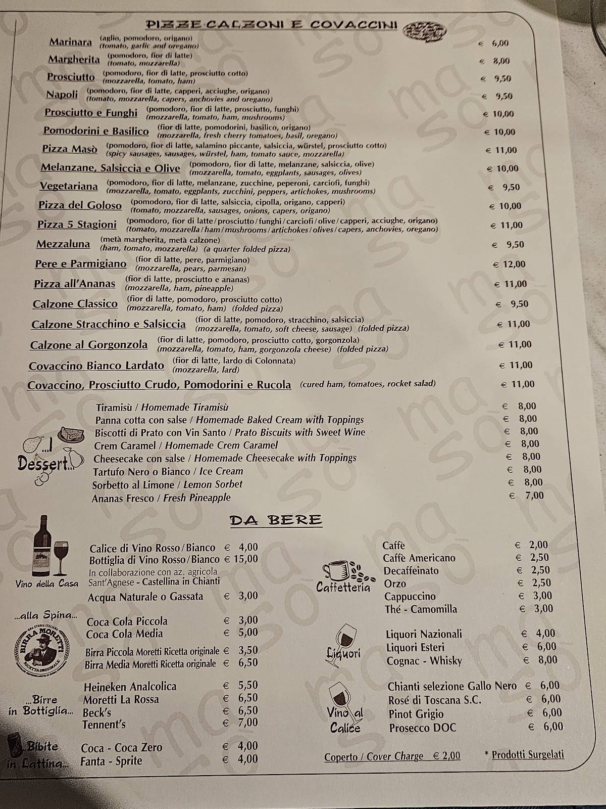Menu di Ristorante Pizzeria Maso' 