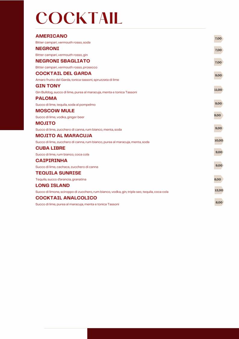 Menu di Ristorante Pizzeria Villa Cian 