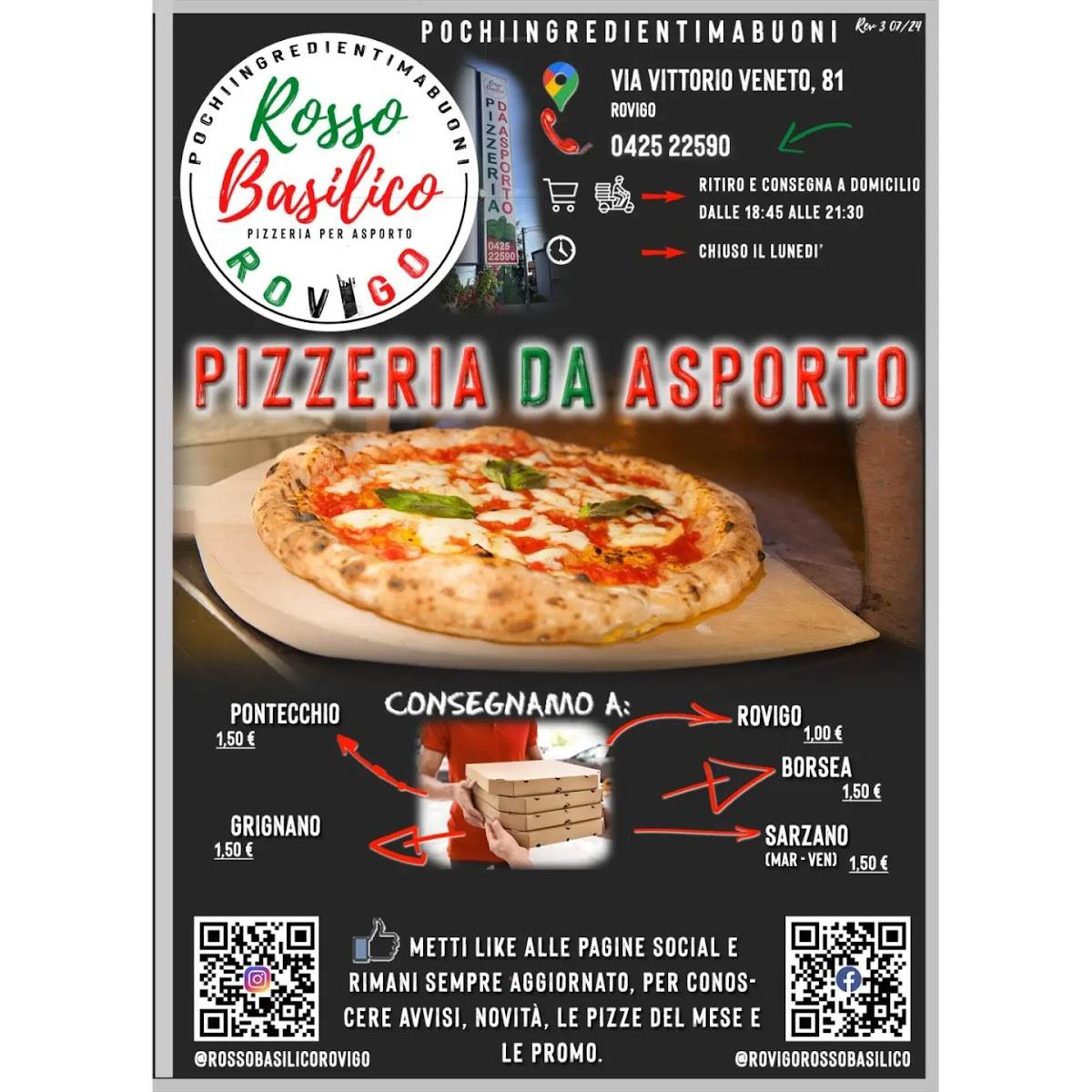Menu di Rosso Basilico Rovigo - Pizzeria per asporto 