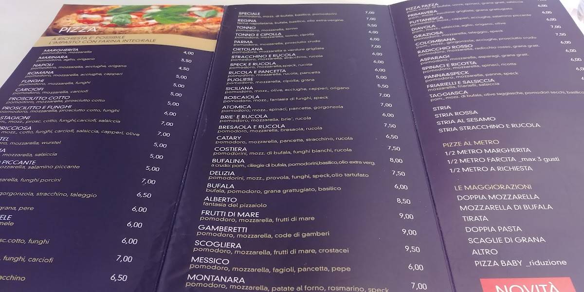 Menu di Pizzeria Tigelleria Da Alberto 