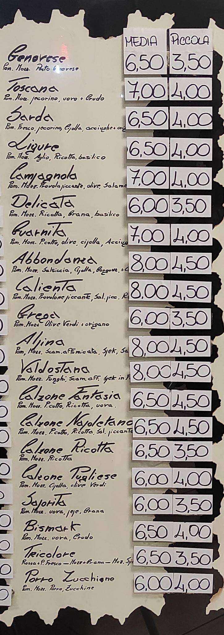 Menu di Pizzeria al Solito Posto Salsomaggiore Terme 