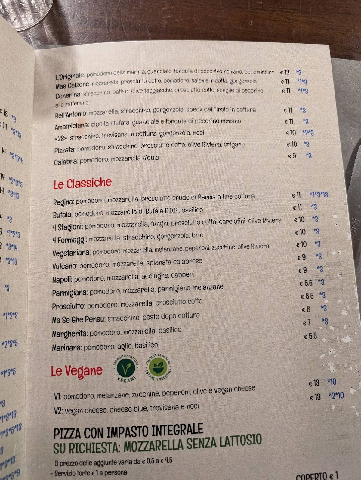 Menu di Pizzeria pinseria 23 Febbraio 
