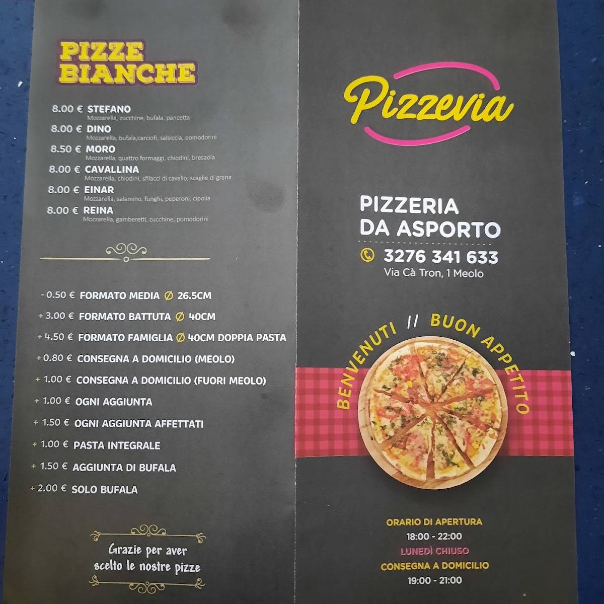 Menu di Pizzevia 