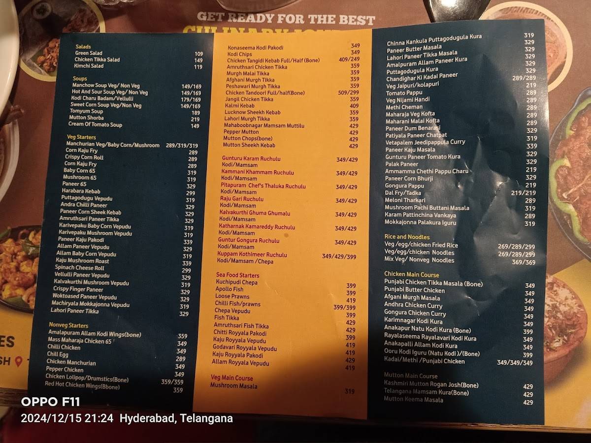 Platform 65 The Train Restaurant - Dilsukhnagar menu