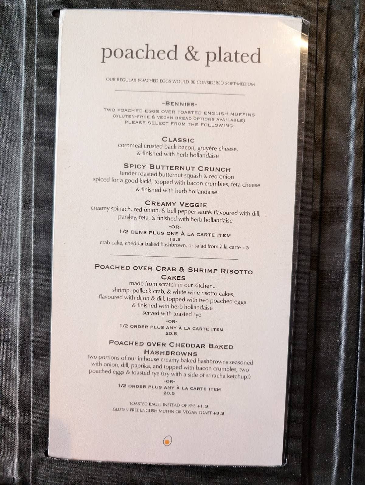 Menu de Poached Breakfast Bistro