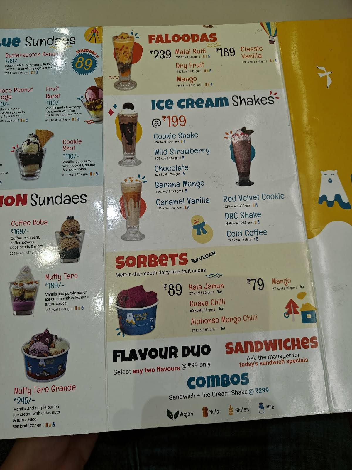 Polar Bear Ice Cream - Sundaes - Kumaraswamy Layout menu