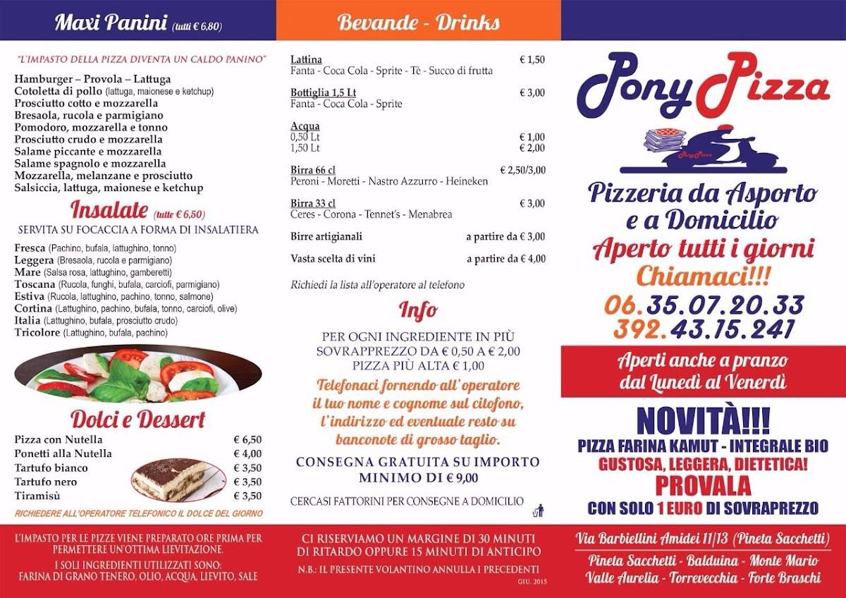 Menu di Ponypizza PinetaSacchetti 