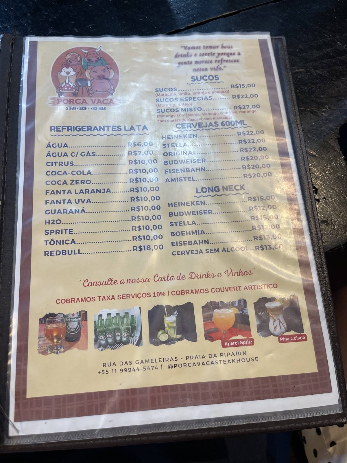 Porca Vaca cardápio