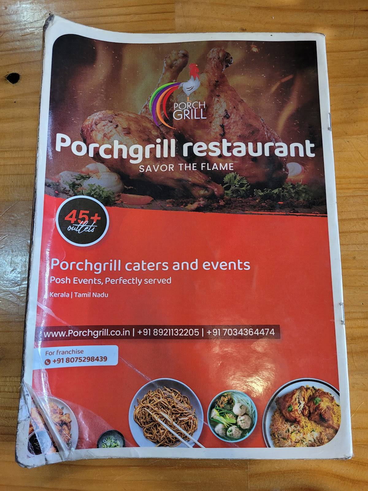 Porch Grill menu