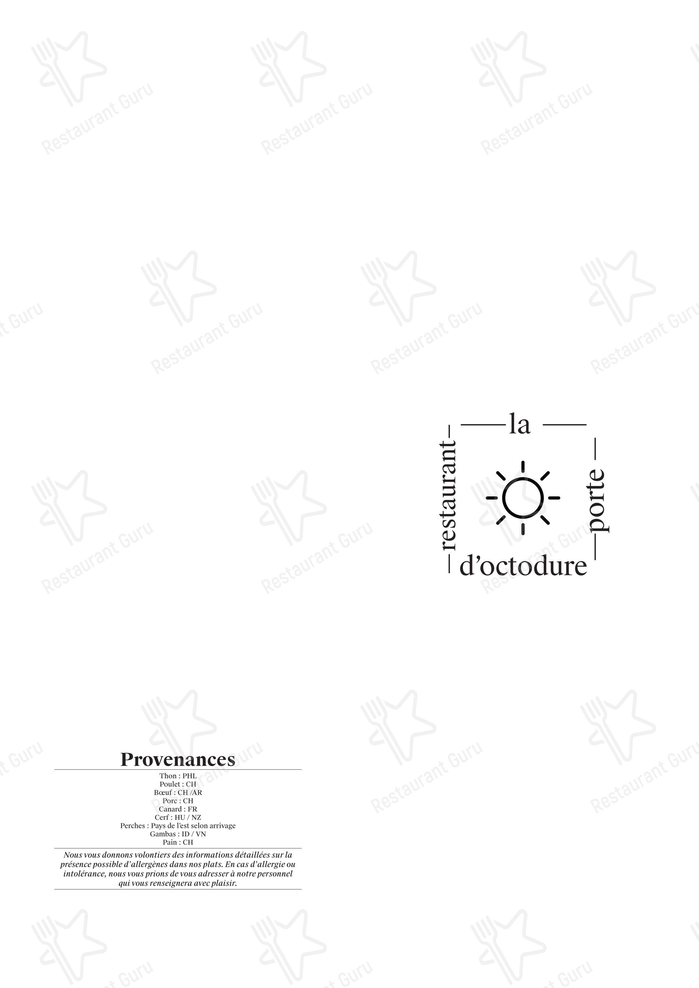 Hotel Restaurant La Porte d'Octodure in Martigny-Combe - Menu bar