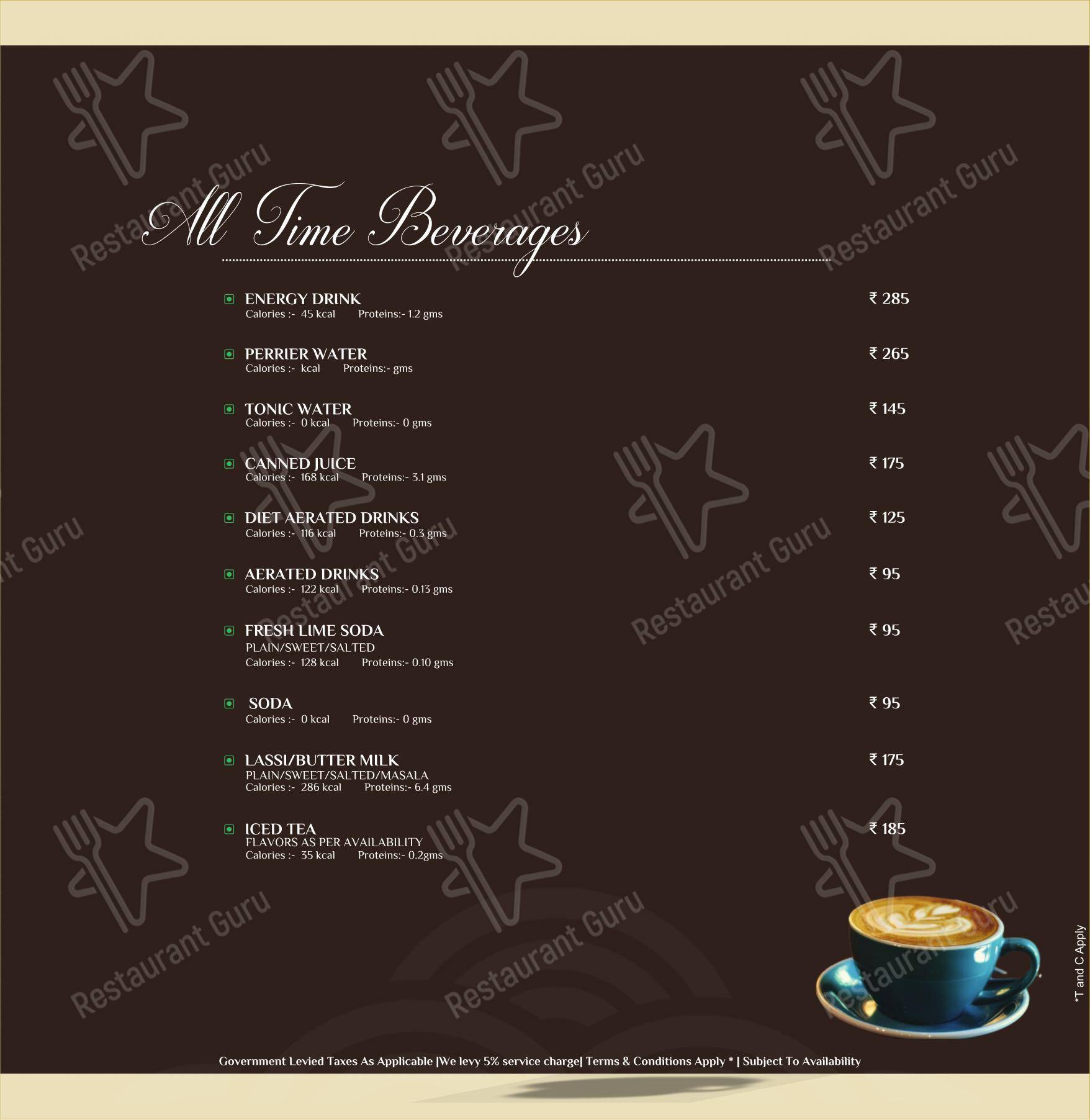 Menu for the Portico Restaurant restaurant