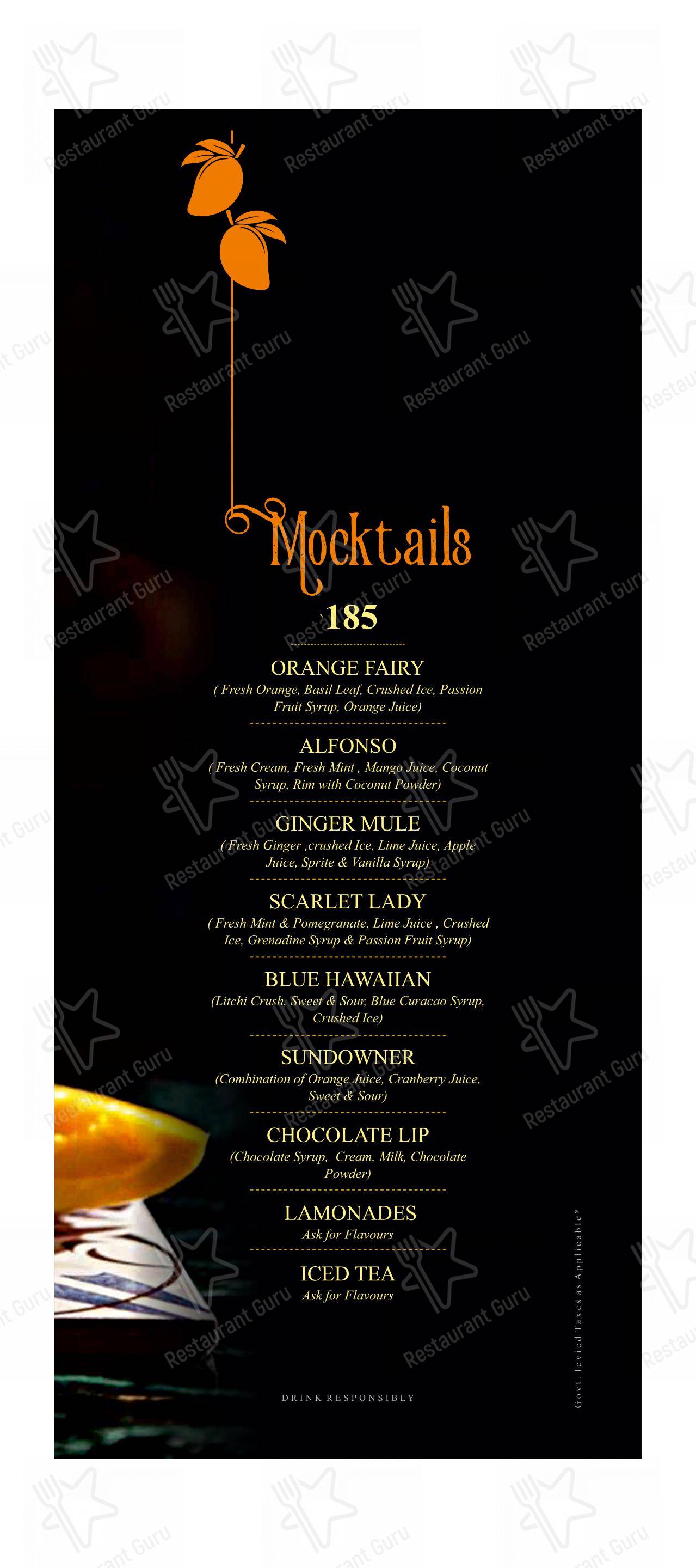 Portico Restaurant - Menu bar