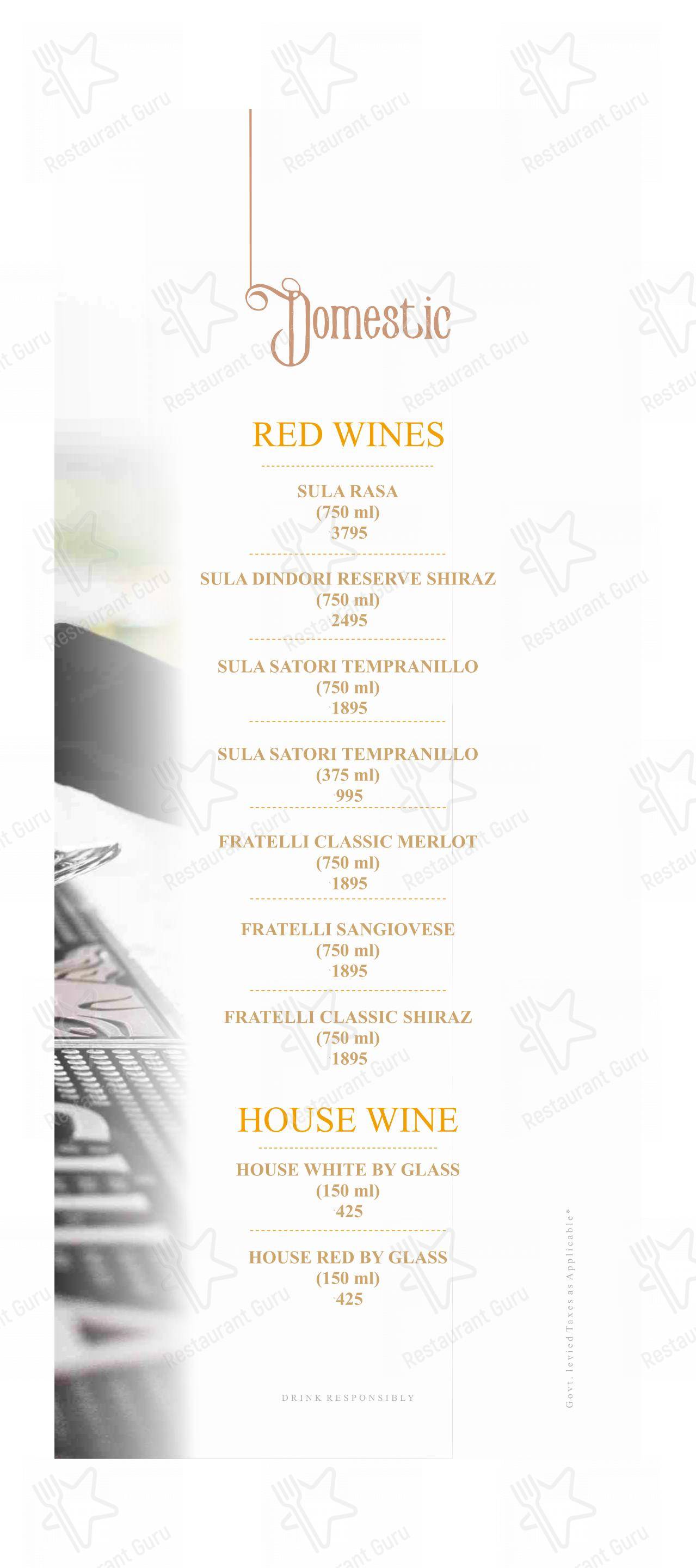 Portico Restaurant in Pune - Menu bar