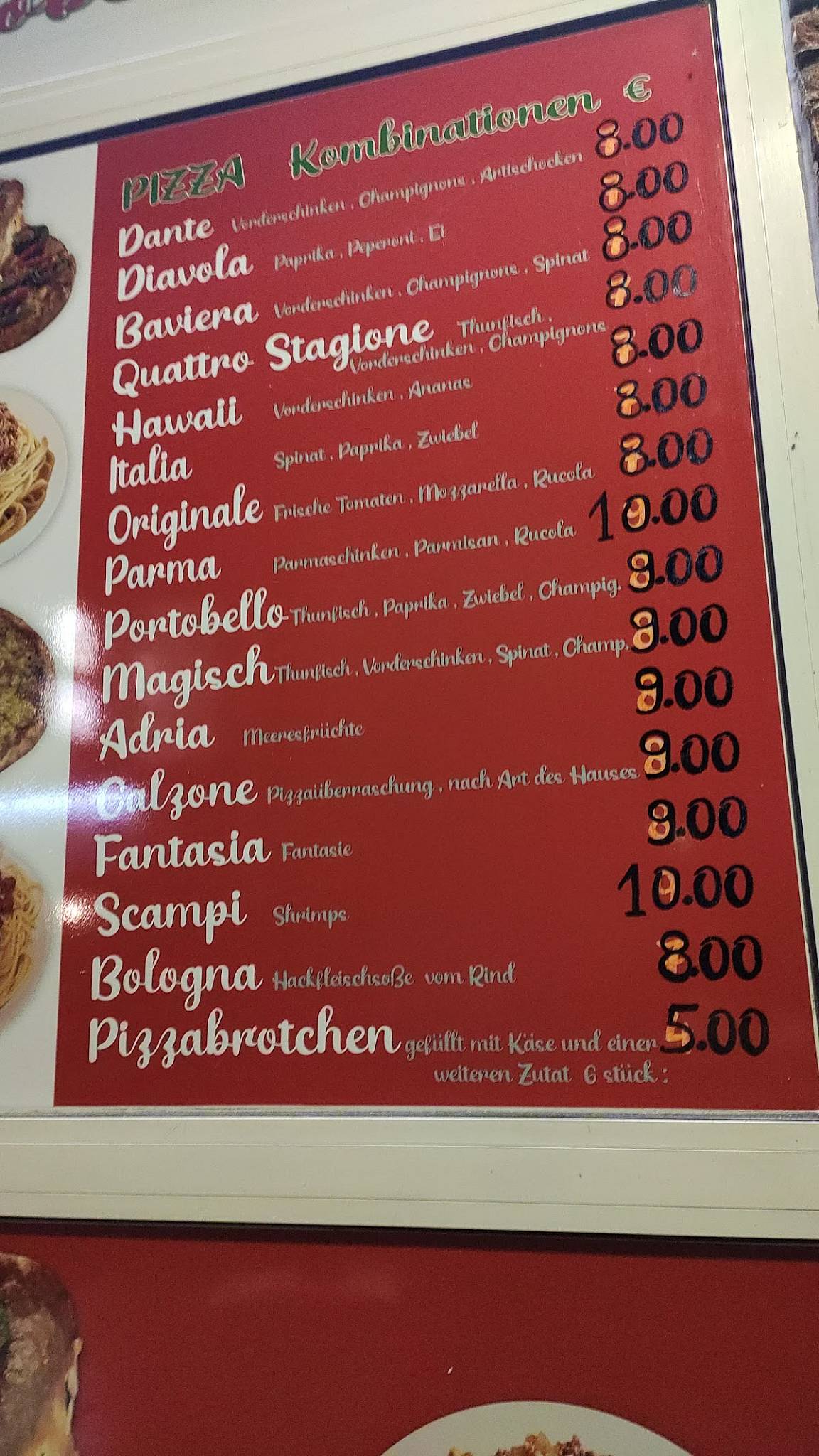 Menu de Portobello Pizza-Taxi