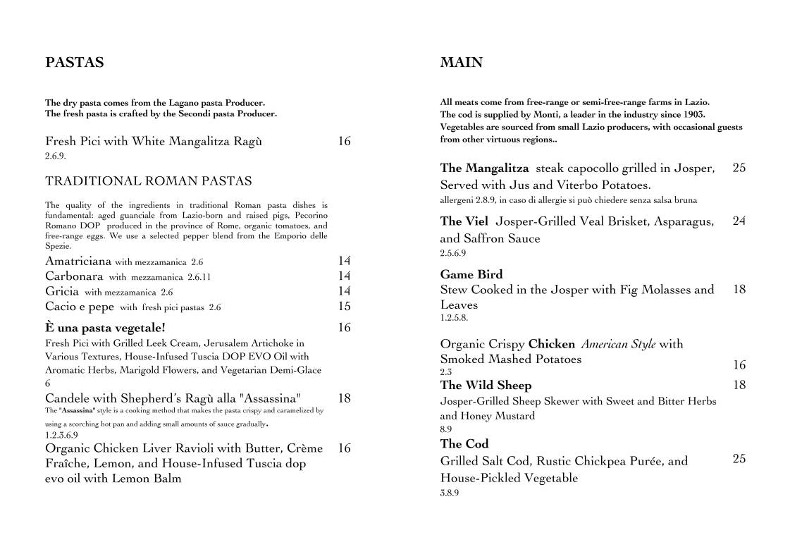 Menu di Proloco Trastevere 