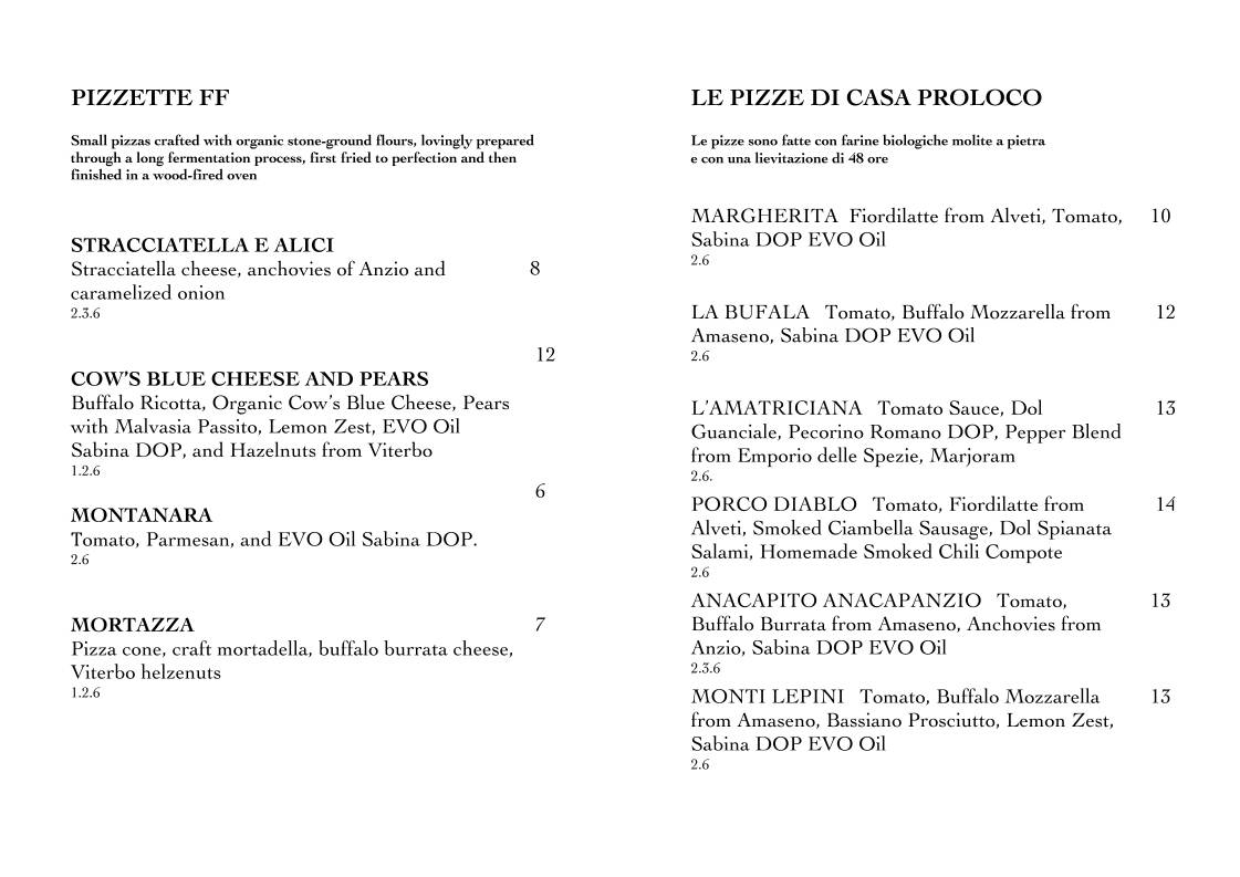 Menu di Proloco Trastevere 
