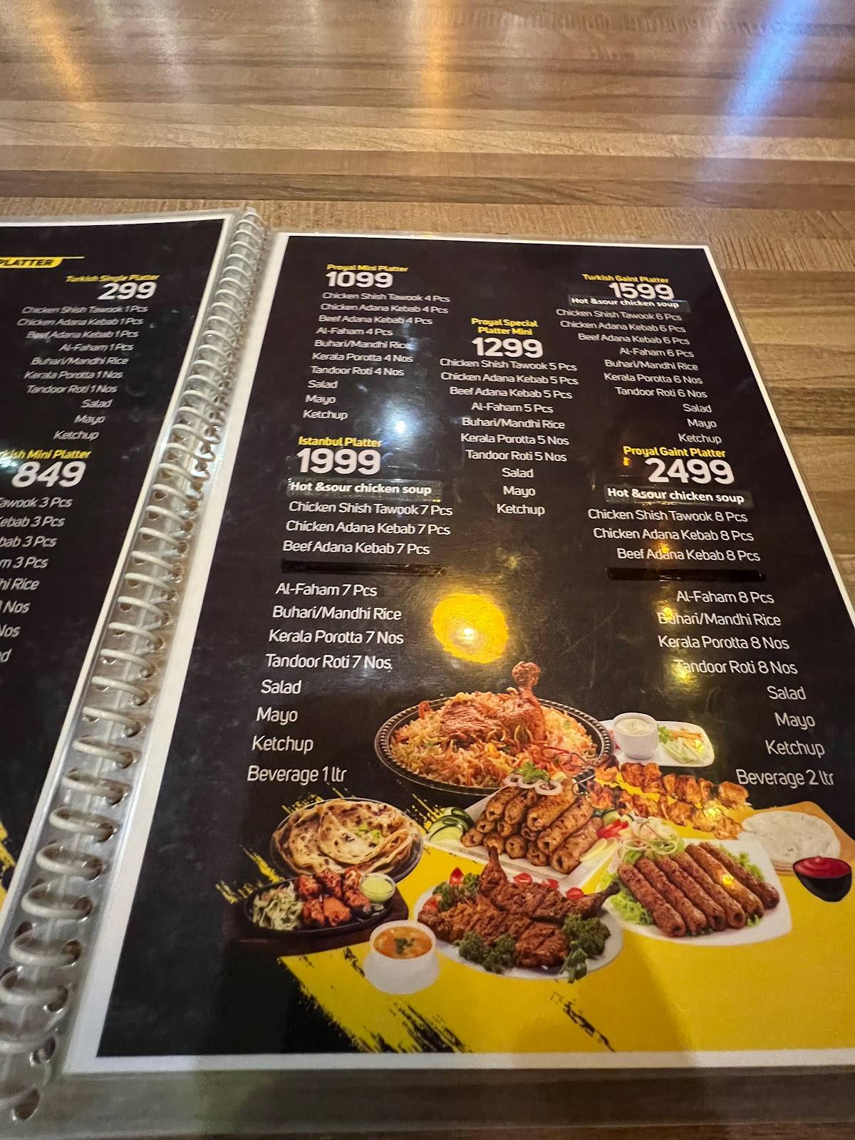Proyal restaurant thrissur menu