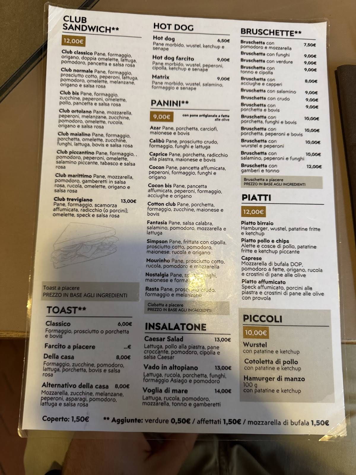 Menu di Antica Birreria Odessa 