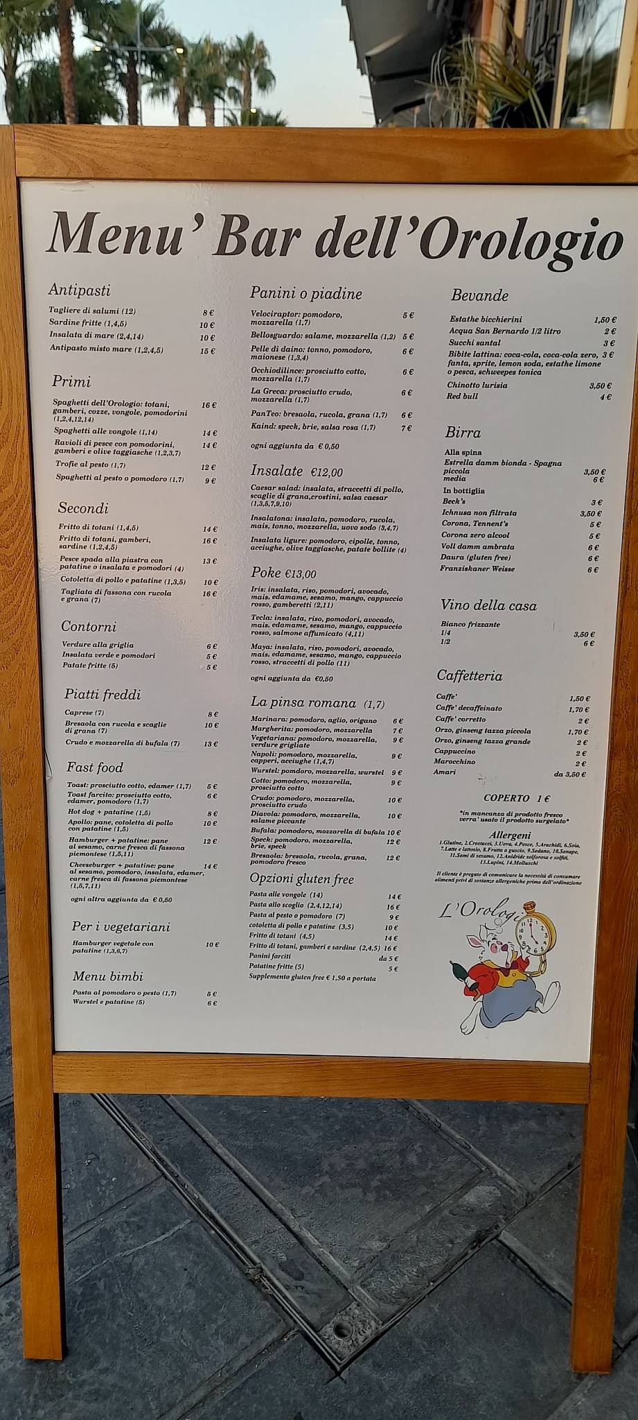 Menu di Bar L'Orologio 