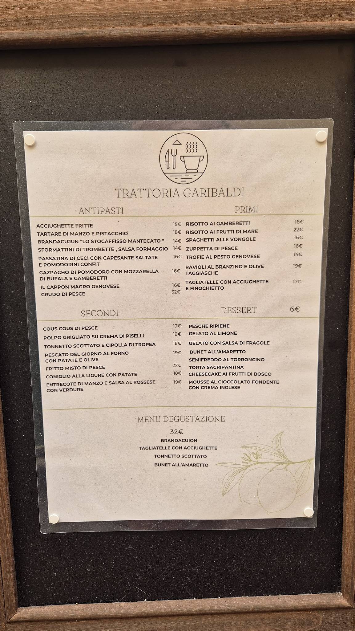 Menu di Antica Trattoria Garibaldi 