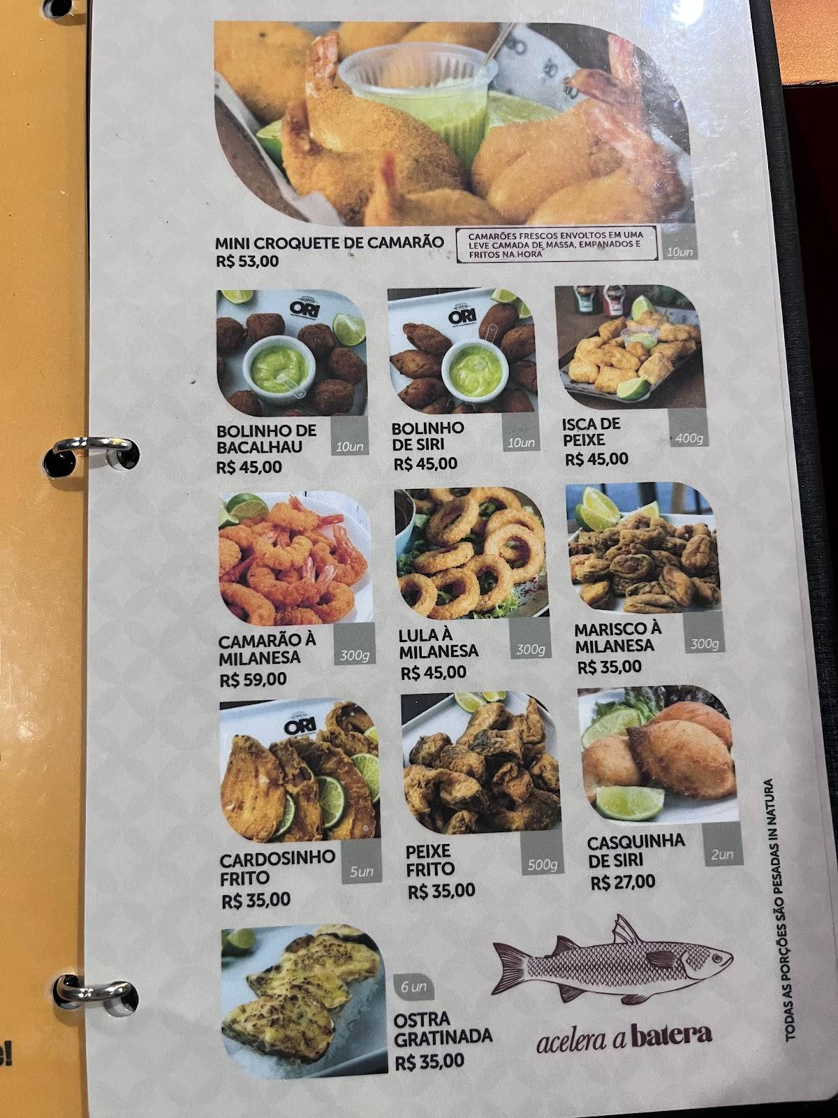 Bar do Ori cardápio