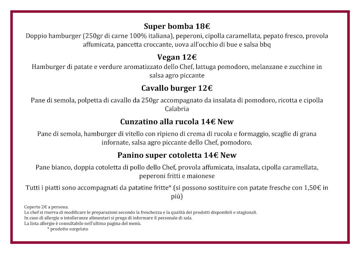 Menu di Calice Bistrò 
