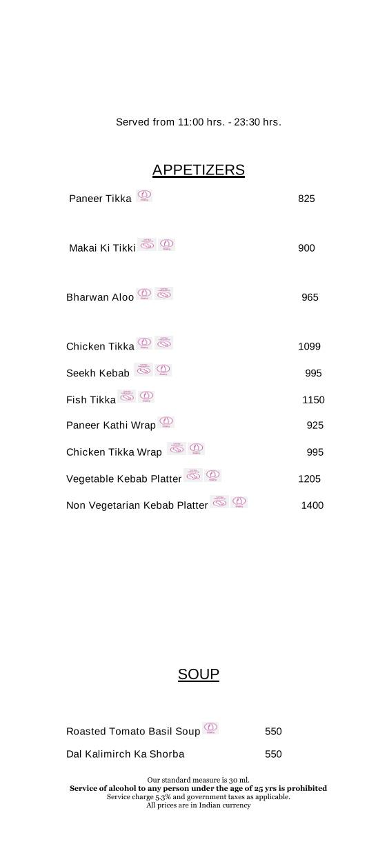 Connexions - Crowne Plaza menu