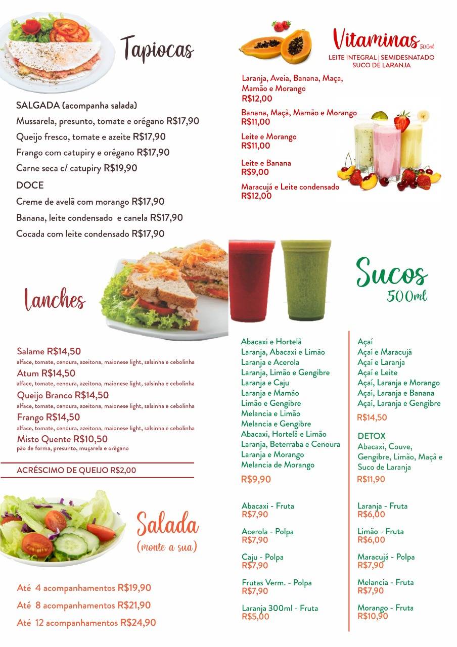 Copo Quero Mais cardápio