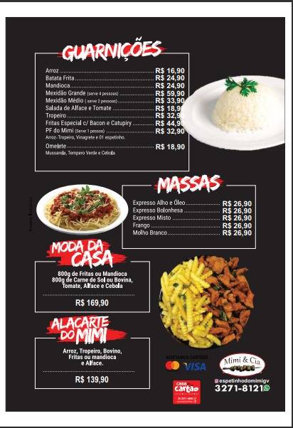 Espetinho Mimi e Cia cardápio