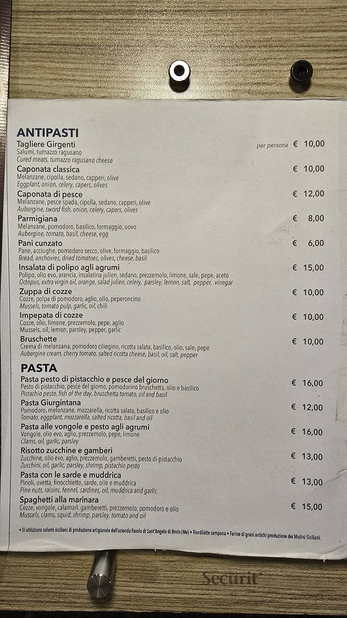 Menu di Gambrinus Ristobar & Pizzeria 
