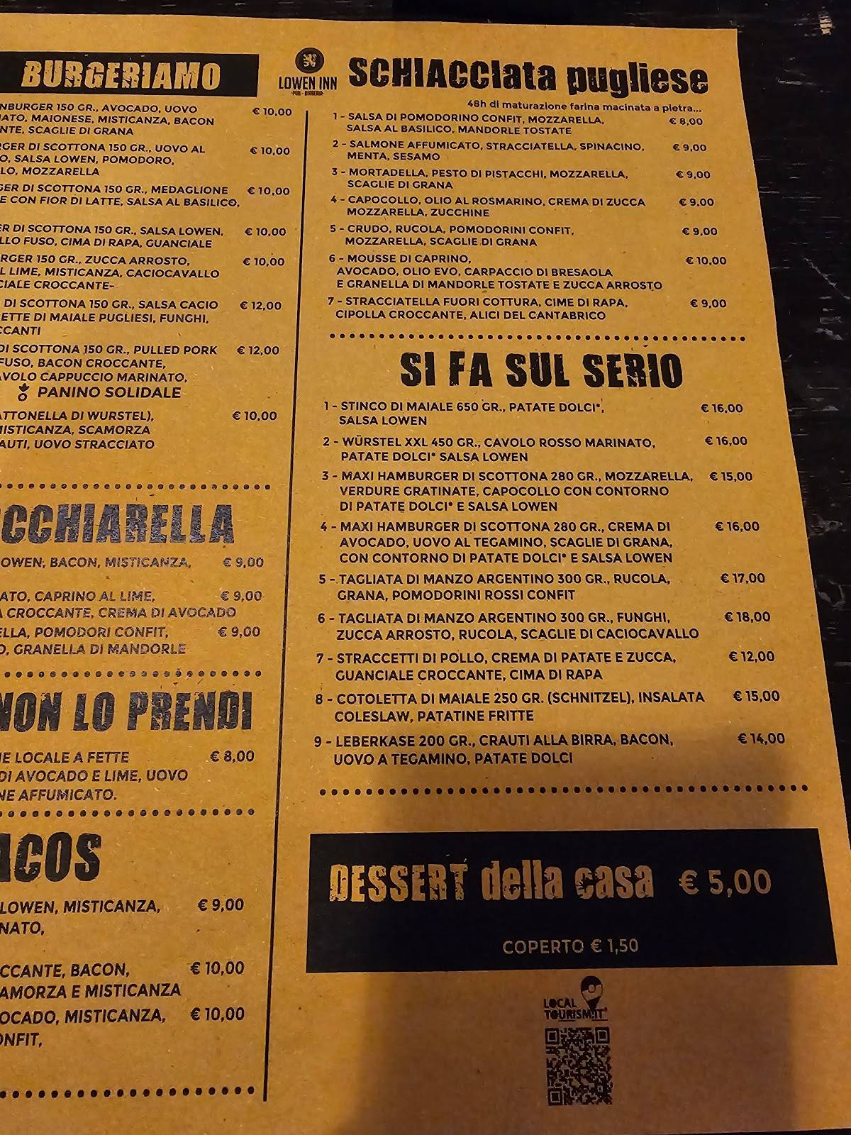 Menu di Lowen Inn 