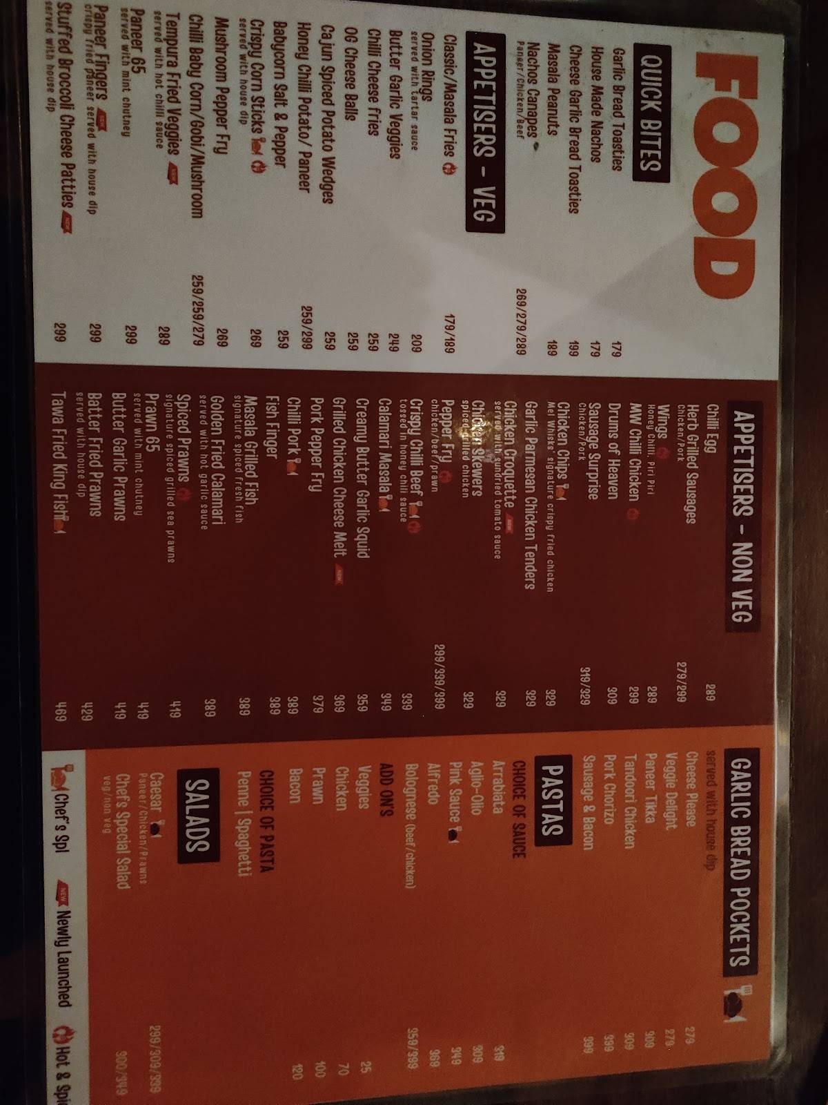 Mel Whisks menu