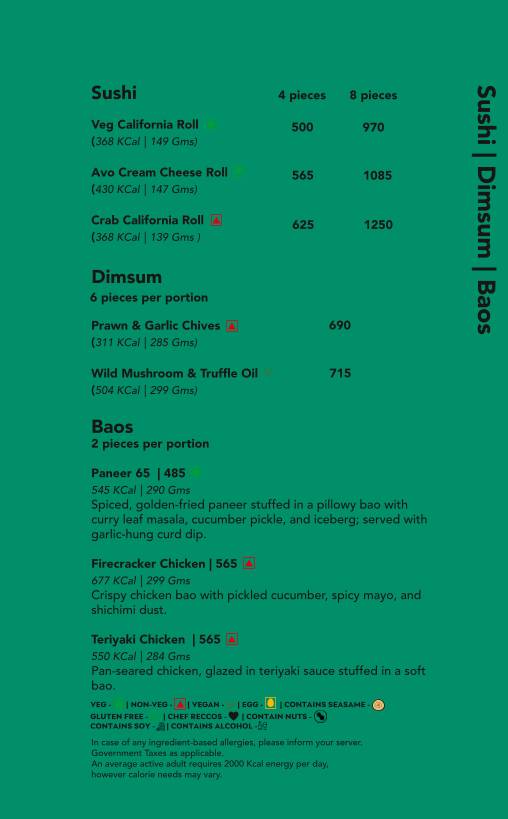 Monkey Bar menu