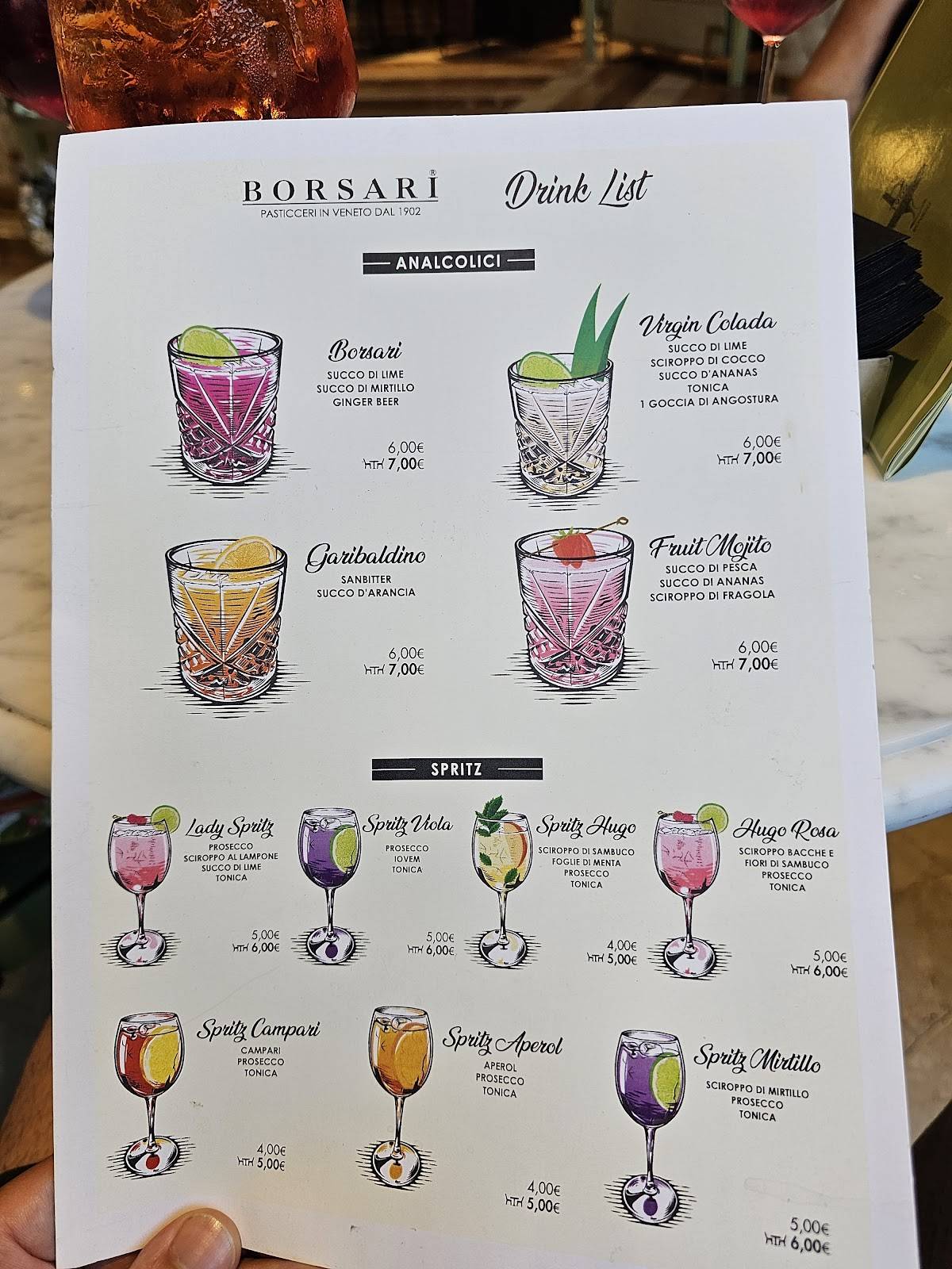 Menu di Pasticceria Borsari Caffè Borsa Rovigo 