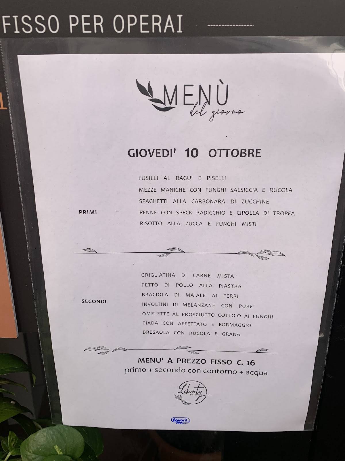 Menu di Ristorante Liberty 