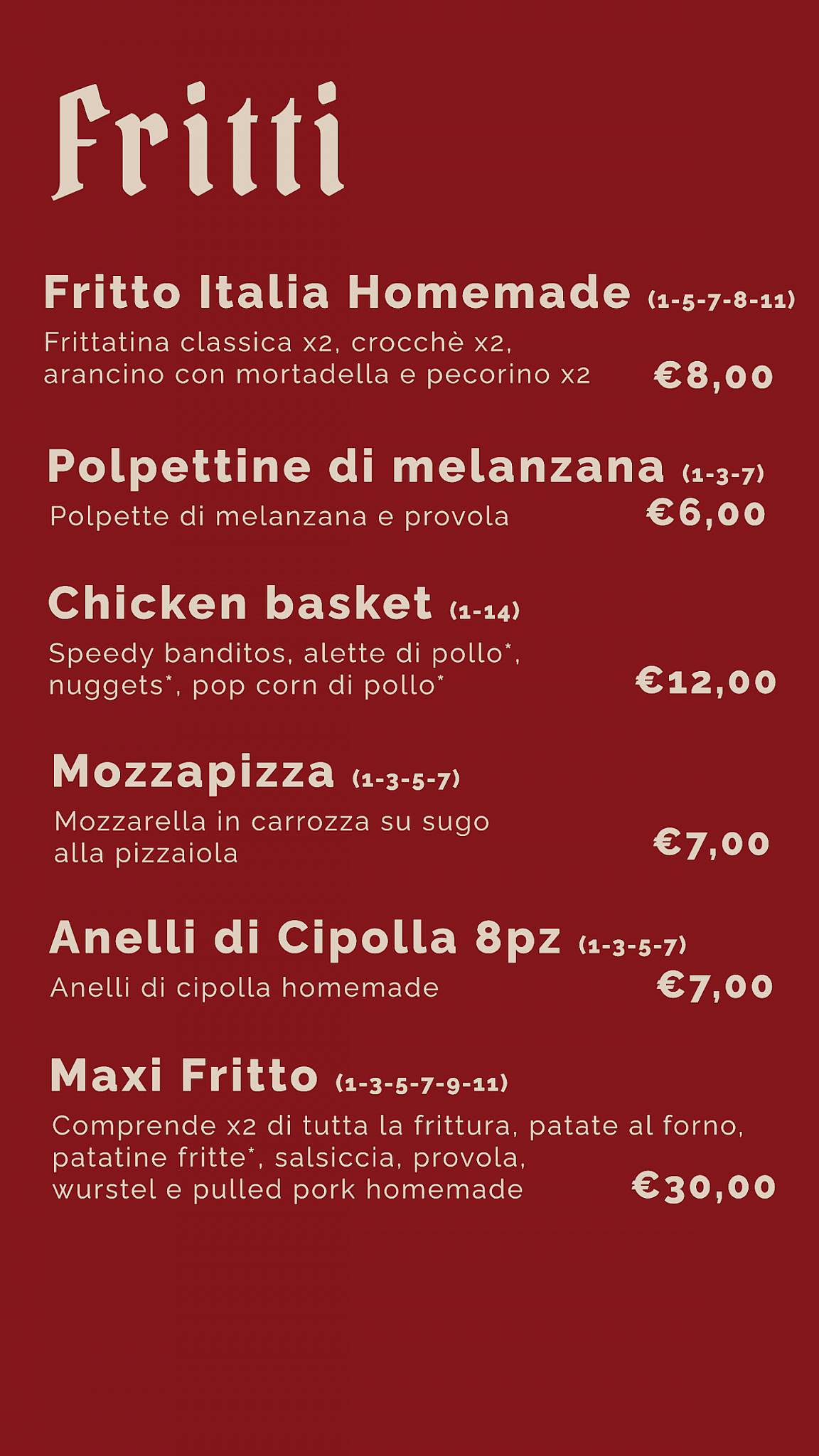 Menu di St. Andrew's vintage beer house 