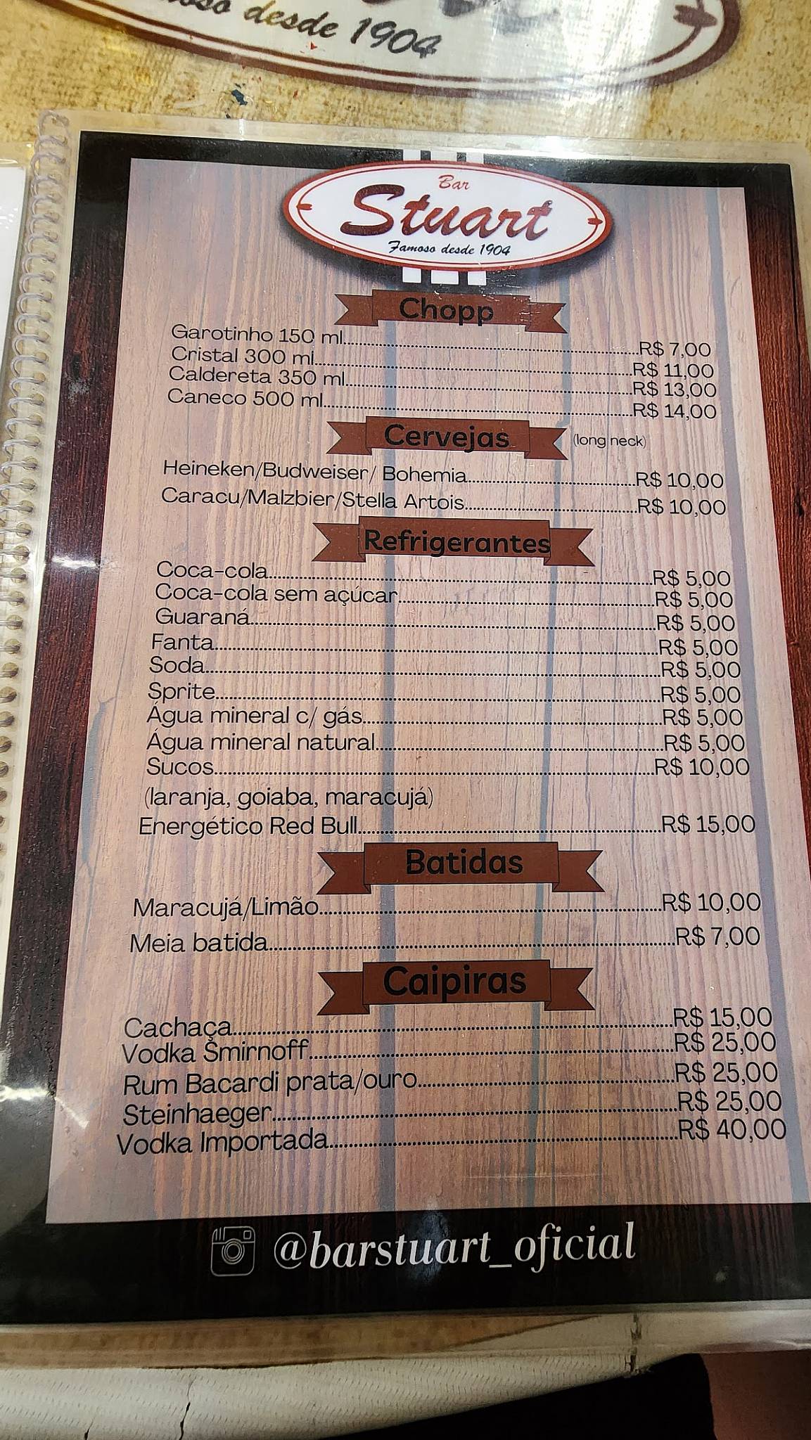 Bar Stuart cardápio
