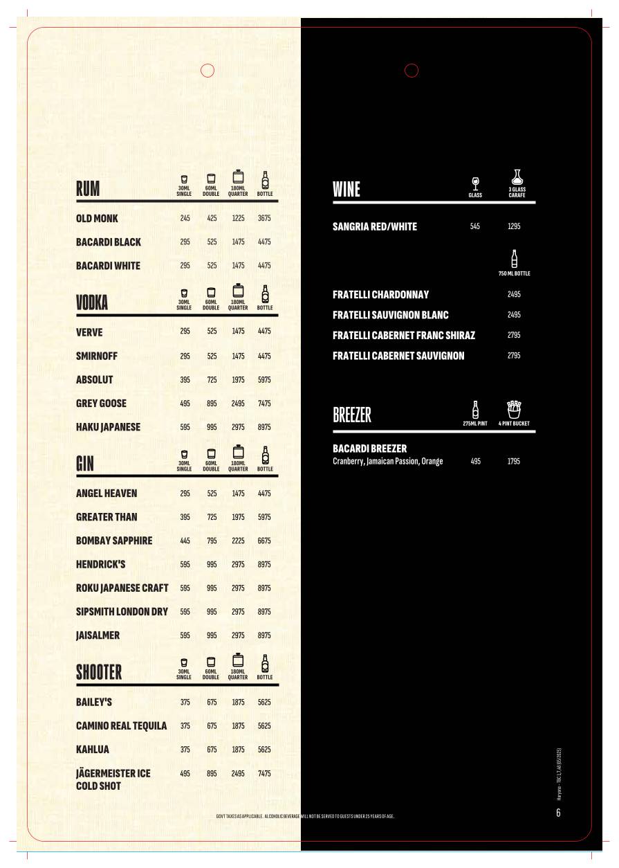 The Beer Café menu