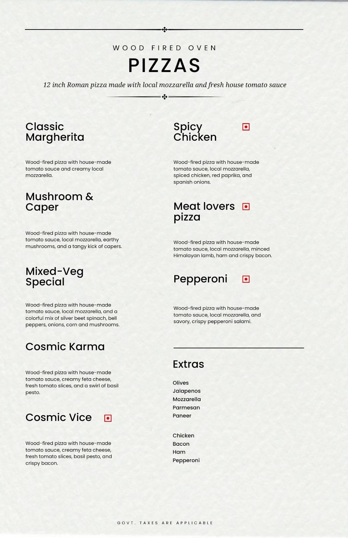 The Johnson's Cafe Hotel & Bar menu