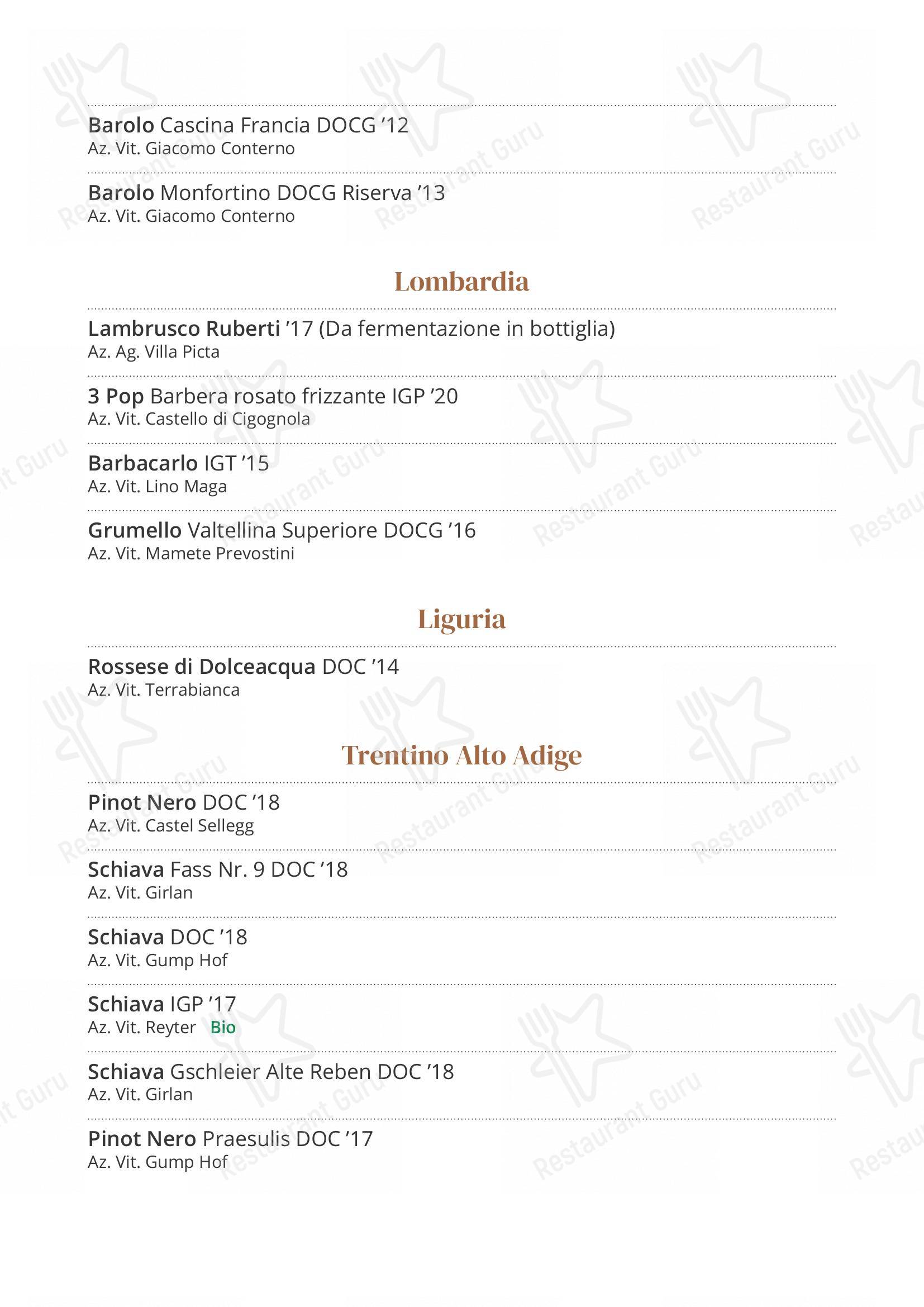 Menu bar per Trattoria Entrà in Entrà