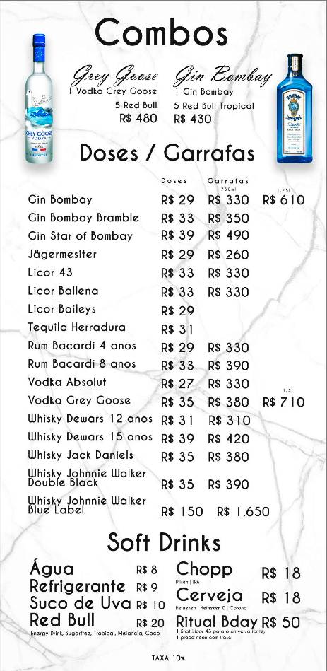 Trezze Rooftop cardápio