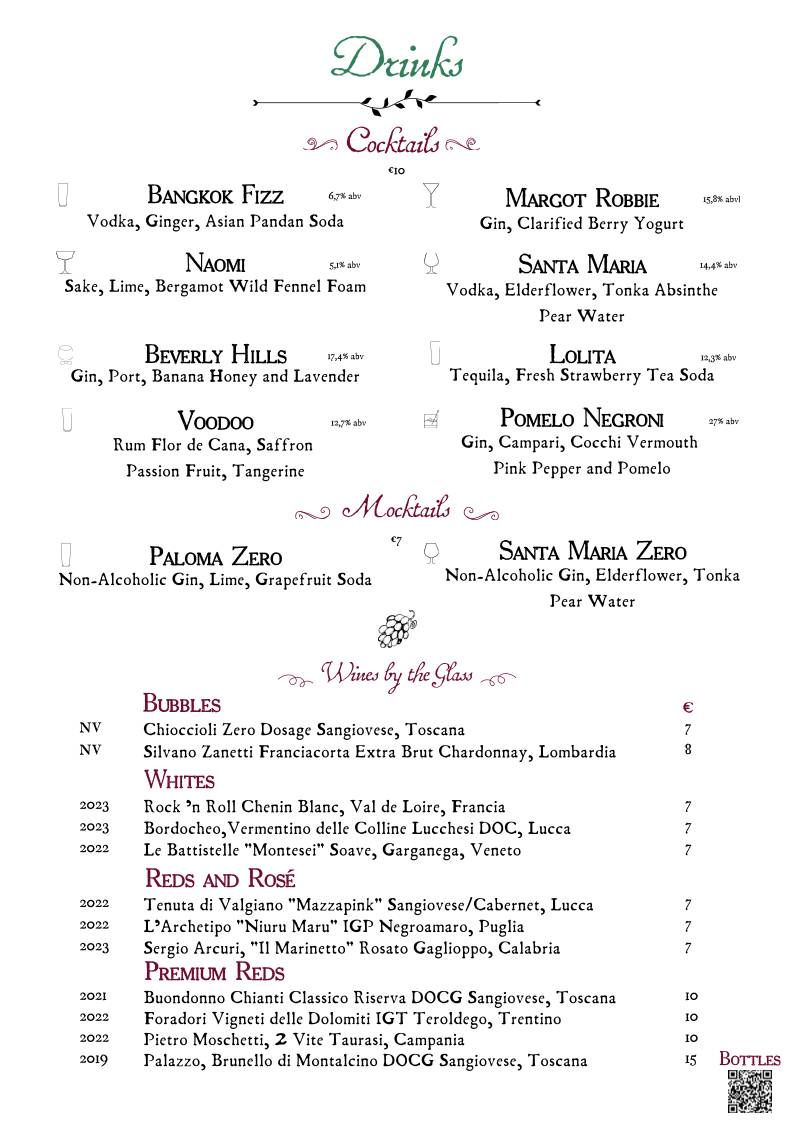 Menu di Vinarkia 