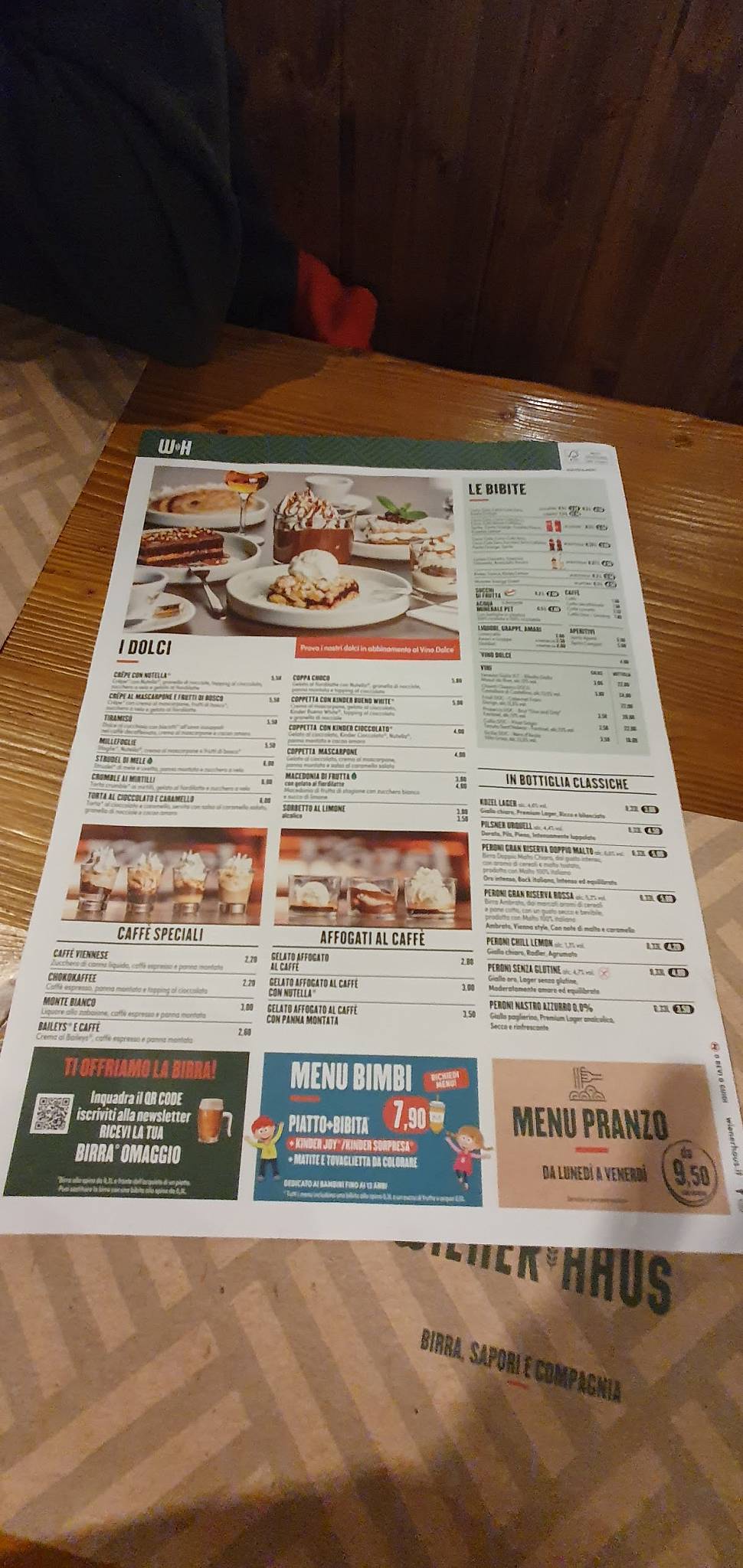 Menu di Wiener Haus Como 