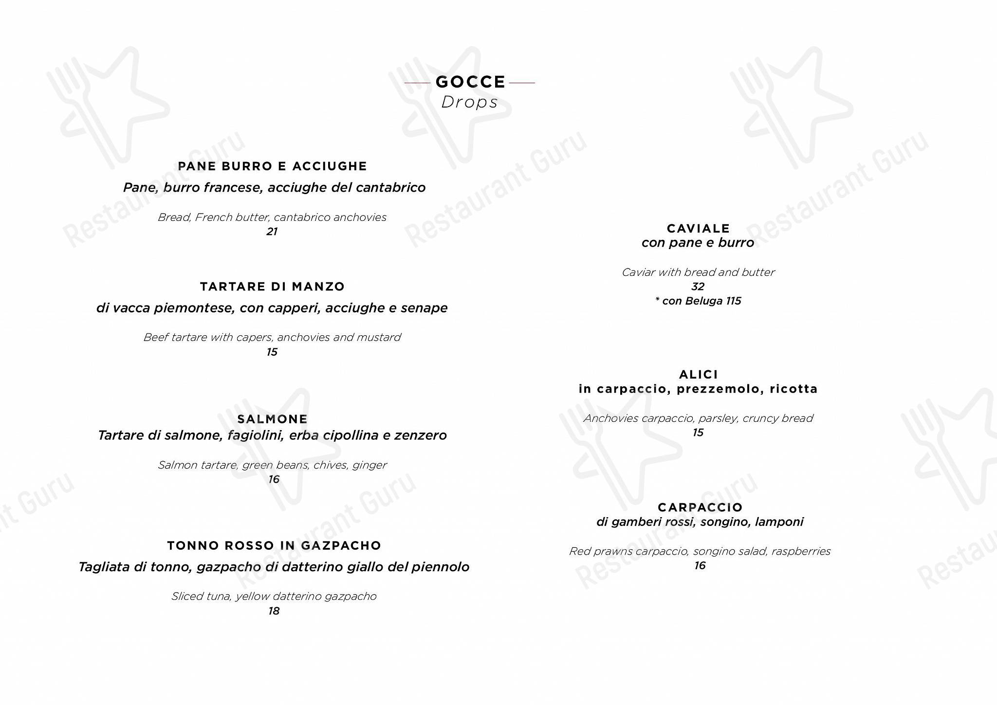 Menu pour AcquaRoof Terrazza Molinari, Bistrot di mare - Wine Menu