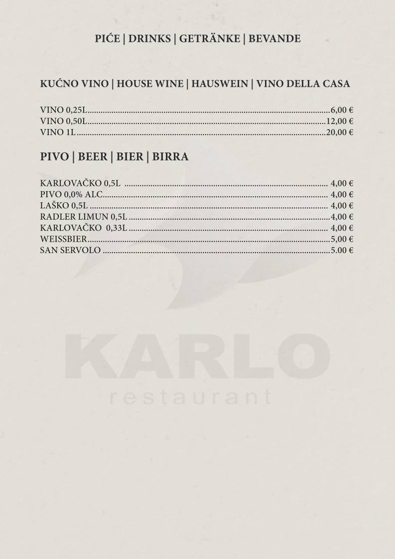 Menu di Karlo Restaurant 