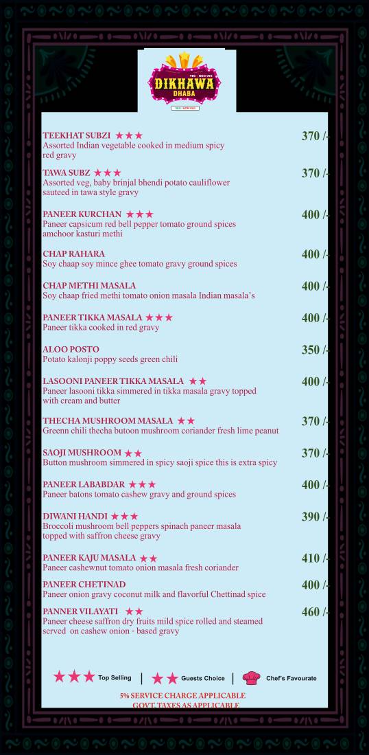 Dikhawa Dhaba Veg and Non Veg menu
