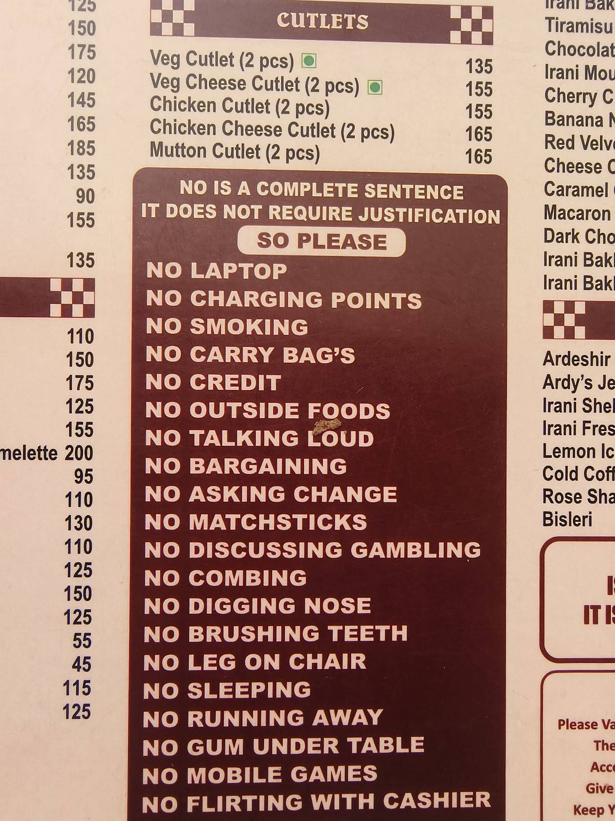 Irani Cafe - Kharadi menu